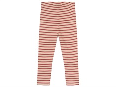 Leggings fra Petit Piao i rib med røde og råhvide striber PP302 light berry dark off white bagfra